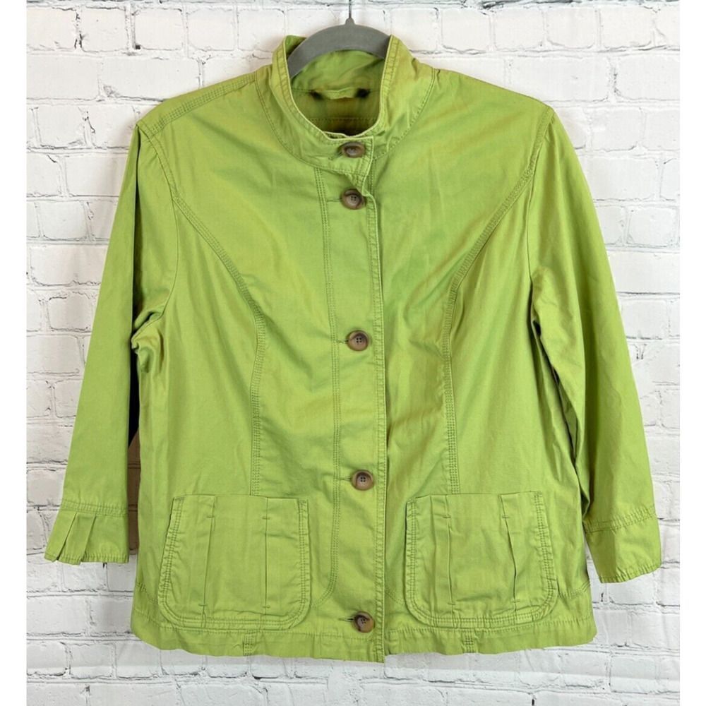 EDDIE BAUER green cotton unlined 3/4 sleeve jacket blazer size M TALL